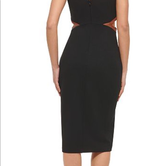Guess cutout bodycon knee length dress Black Sz 12 - Picture 2 of 4